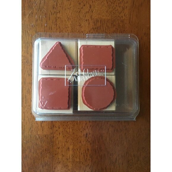 Stampin' Up! SHAPE OF THINGS 2000 Retired Set of 4 Rubber Stamps triangle square - Picture 2 of 2